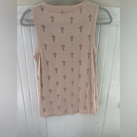 Express see thru crosses w/ bronze caps on sleeveless edges, light pink/nude - Picture 4 of 5